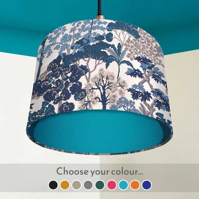 Botanical Blue Lampshade Handmade Oriental Style Light Shade - image 1