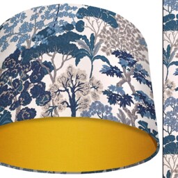 Botanical Blue Lampshade, UK Handmade Light Shade, Table Lamp Ceiling Oriental Style Modern Home - thumbnail 2