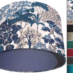 Botanical Blue Lampshade Handmade Oriental Style Light Shade - thumbnail 2