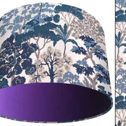Botanical Blue Lampshade Handmade Oriental Style Light Shade - thumbnail 4
