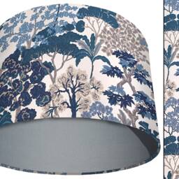 Botanical Blue Lampshade, UK Handmade Light Shade, Table Lamp Ceiling Oriental Style Modern Home - thumbnail 3
