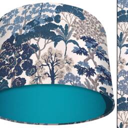 Botanical Blue Lampshade Handmade Oriental Style Light Shade - thumbnail 3