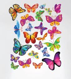 Easy Peel & Stick Instant Home Decor Wall Sticker - Colorful Butterflies Nursery Decals #3005 - thumbnail 1