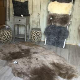 Taupe Quad Sheepskin Rug, Extra Large Genuine Fur Carpet - thumbnail 2