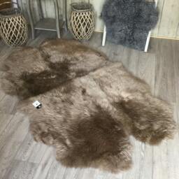 Taupe Quad Sheepskin Rug, Extra Large Genuine Fur Carpet - thumbnail 3