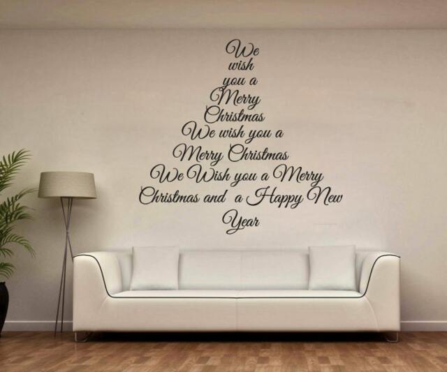 Wall Decals We Wish You A Merry Christmas Tree Decoration Decal Vinyl Sticker Home Art Bedroom Decor Living Room Murals Ms732 - image 1
