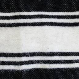 Moroccan Pom Blanket & Throw, Bohemian Blanket, Berber Wool Hand Woven Bed Spread, Cover, Ivory & Black - thumbnail 2