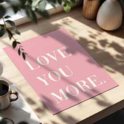 Love You More Art Print Pastel Pink Hallway Wall Decor - thumbnail 2