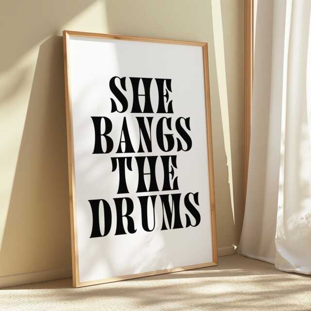 She Bangs The Drums Poster Retro Music Lyric Wall Art - image 1