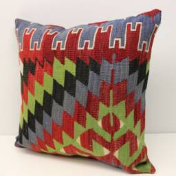 Handmade Kilim Pillow Cover 20x20, Retro Novelty Home Decor - thumbnail 3