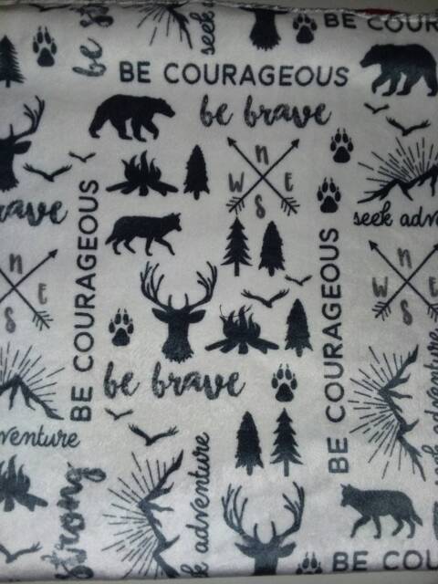 Lumberjack Woodland Animals Minky & Flannel Baby Blanket - image 1