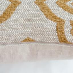 Chenille Medallion Pillow Cover, Gold & Ivory Geometric Pillow, Farmhouse Deco, Throw - thumbnail 3