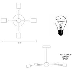 Ardor Modern 4 Light Sputnik Mid Century Industrial Chandelier - thumbnail 4