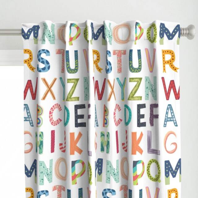 Kid's Curtain Panel - Whimsical Letters Baby Nursery Kids Fun Children Custom Alphabet Blocks By Enariyoshi - image 1