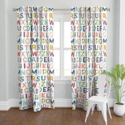 Kid's Curtain Panel - Whimsical Letters Baby Nursery Kids Fun Children Custom Alphabet Blocks By Enariyoshi - thumbnail 2
