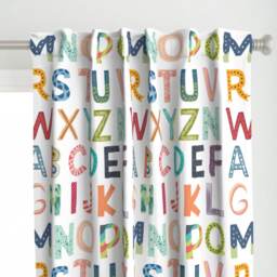 Kid's Curtain Panel - Whimsical Letters Baby Nursery Kids Fun Children Custom Alphabet Blocks By Enariyoshi - thumbnail 1
