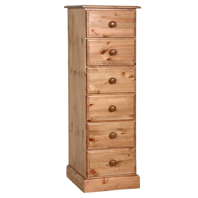 Wellington/Tall Boy Chest - 6 X Drawers Solid Pine By Realwoods