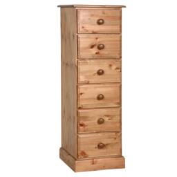 Wellington/Tall Boy Chest - 6 X Drawers Solid Pine By Realwoods