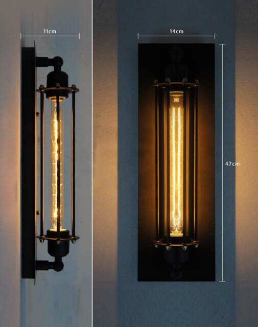 Rare Vintage Iron Cage Wall Mount Industrial Edison Tube Bulb Lamp Ceiling Retro Light - image 1