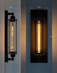 Rare Vintage Iron Cage Wall Mount Industrial Edison Tube Bulb Lamp Ceiling Retro Light - thumbnail 1