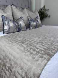 Taupe Gold Quilted Bed Runner Textured Luxury Scarf For Double - King/Neoma By Ashley Wilde - thumbnail 1