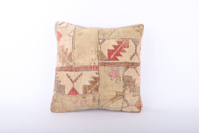 Handwoven Kilim Pillow Cover, Turkish Rug Cushion, 16x16 - image 1