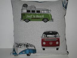Decorative Cushion Cover Bus Sewn From Tapestry & Denim Fabric Peace Chilling Surfing Freedom Sea Camping Holiday Beach Water Noble - thumbnail 1