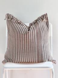 Handwoven Hmong Hemp Pillow Cover Brown & Tan Boho Farmhouse Decor - 20x20 - thumbnail 1