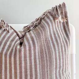 Handwoven Hmong Hemp Pillow Cover Brown & Tan Boho Farmhouse Decor - 20x20 - thumbnail 2