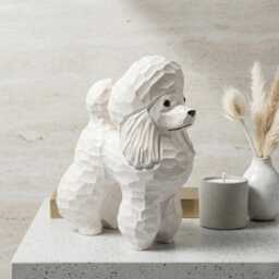 Whimsical Wooden Poodle Figurine Hand Carved Dog Statue Pet Memorial Art Shelf Decor Unique Gift For Lover Mom - thumbnail 4