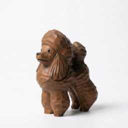 Whimsical Wooden Poodle Figurine Hand Carved Dog Statue Pet Memorial Art Shelf Decor Unique Gift For Lover Mom - thumbnail 2