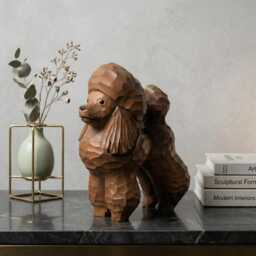 Whimsical Wooden Poodle Figurine Hand Carved Dog Statue Pet Memorial Art Shelf Decor Unique Gift For Lover Mom