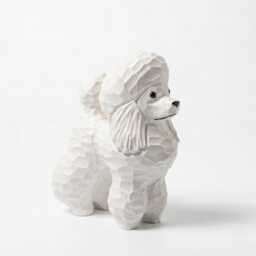 Whimsical Wooden Poodle Figurine Hand Carved Dog Statue Pet Memorial Art Shelf Decor Unique Gift For Lover Mom - thumbnail 3