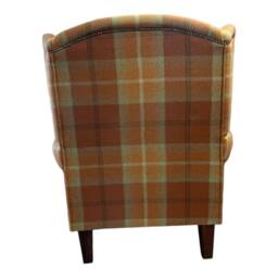 Balmoral Spice Tartan Wingback Fireside Chair Solid Wood Legs - thumbnail 4