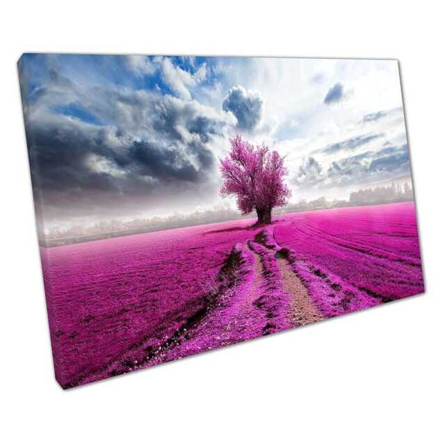 Purple Landscape Wall Art Dramatic Tree Print For Home Office Decor Ready To Hang - image 1