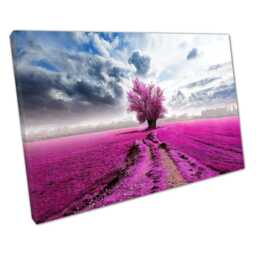 Purple Landscape Wall Art Dramatic Tree Print For Home Office Decor Ready To Hang - thumbnail 1