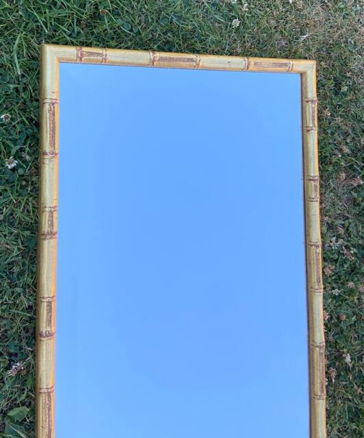 Bevelled Gilt Gold Bamboo Mirror, Bespoke Made To Order - image 1