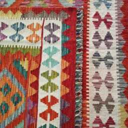 Handwoven Wool Kilim Rug, Multicolour Artisan Tribal Geometric Flatweave, Afghan, Turkish, Persian, Moroccan, Navajo Design, 297x210 cm - thumbnail 3