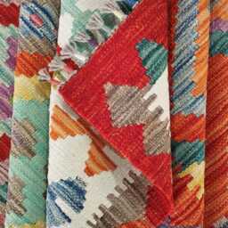 Handwoven Wool Kilim Rug, Multicolour Artisan Tribal Geometric Flatweave, Afghan, Turkish, Persian, Moroccan, Navajo Design, 297x210 cm - thumbnail 4