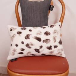 Black & White Needle Felted Wool Cushion With Grey Wool Fabric Reverse - thumbnail 2