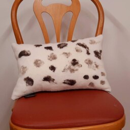 Black & White Needle Felted Wool Cushion With Grey Wool Fabric Reverse - thumbnail 3