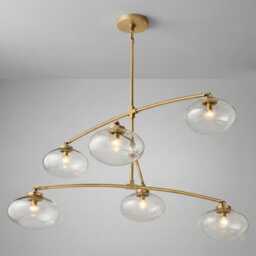 Mid-Century Modern Brass Sputnik Chandelier - 6-Light Mobile Pendant - thumbnail 2