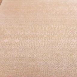 8x10 Rug Soft Pink Modern Repeat Design Handmade Wool Silk Rug, Area #6803 - 242x300 cms - thumbnail 2