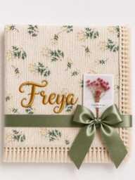 Personalized 100% Cotton Muslin Baby Blanket, Embroidered Keepsake Gift
