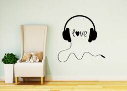 Love Wall Decals Headphones Vinyl Stickers Music Decal Home Decor Window Chu923 - thumbnail 1