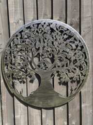 Handmade Tree Of Life Wall Art, Silver Lovebirds Design - 60cm - thumbnail 1