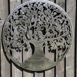 Handmade Tree Of Life Wall Art, Silver Lovebirds Design - 60cm - thumbnail 3
