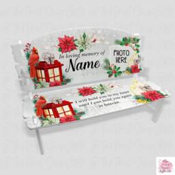 Christmas Memorial Photo Ornament, Personalised Memory Bench, Gift For Loss Of, Mother, Father, in Loving Memory, With Sympathy, Remembrance - thumbnail 2