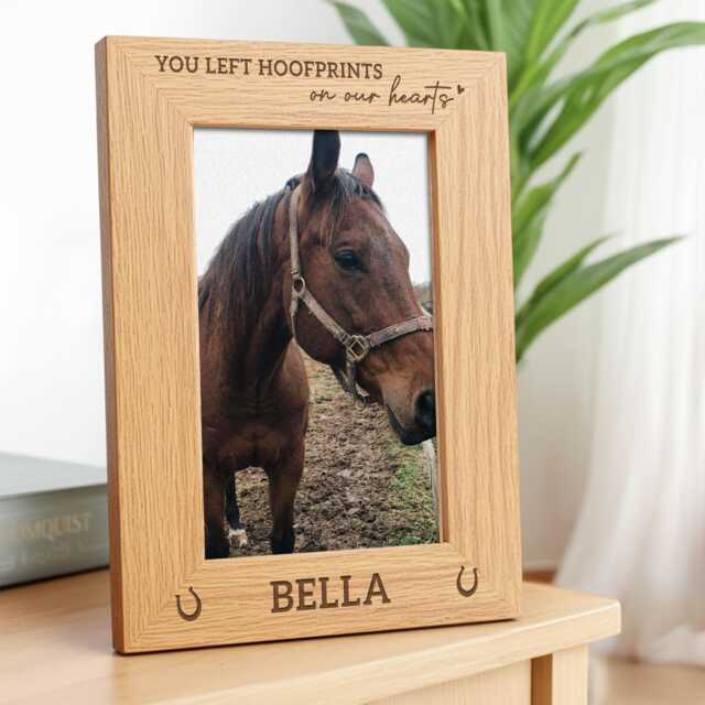 Horse Memorial Photo Frame - Personalised Engraved Wood Picture Gift - image 1