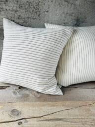 Set Of 2, 4, 6 Off White Stonewashed Linen Throw Pillow Cases in Minimalistic Black Pinstripes/Striped Cover/ - thumbnail 1